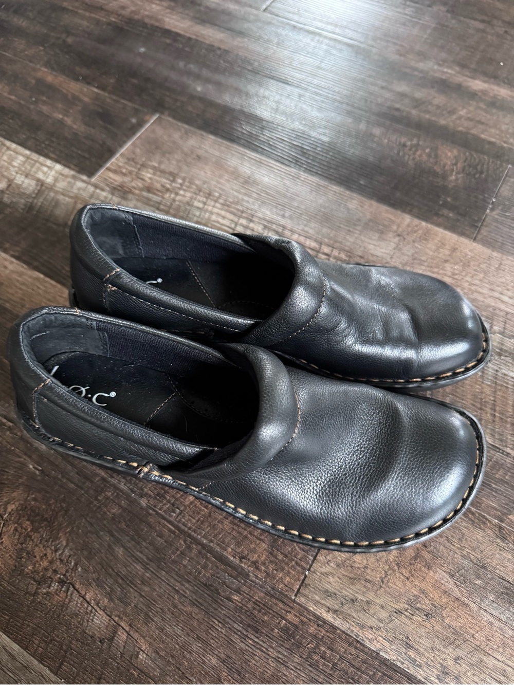 BOC Born Women's 9.5M Leather Peggy Clog Black Slip On Comfort Shoe Boho Natural